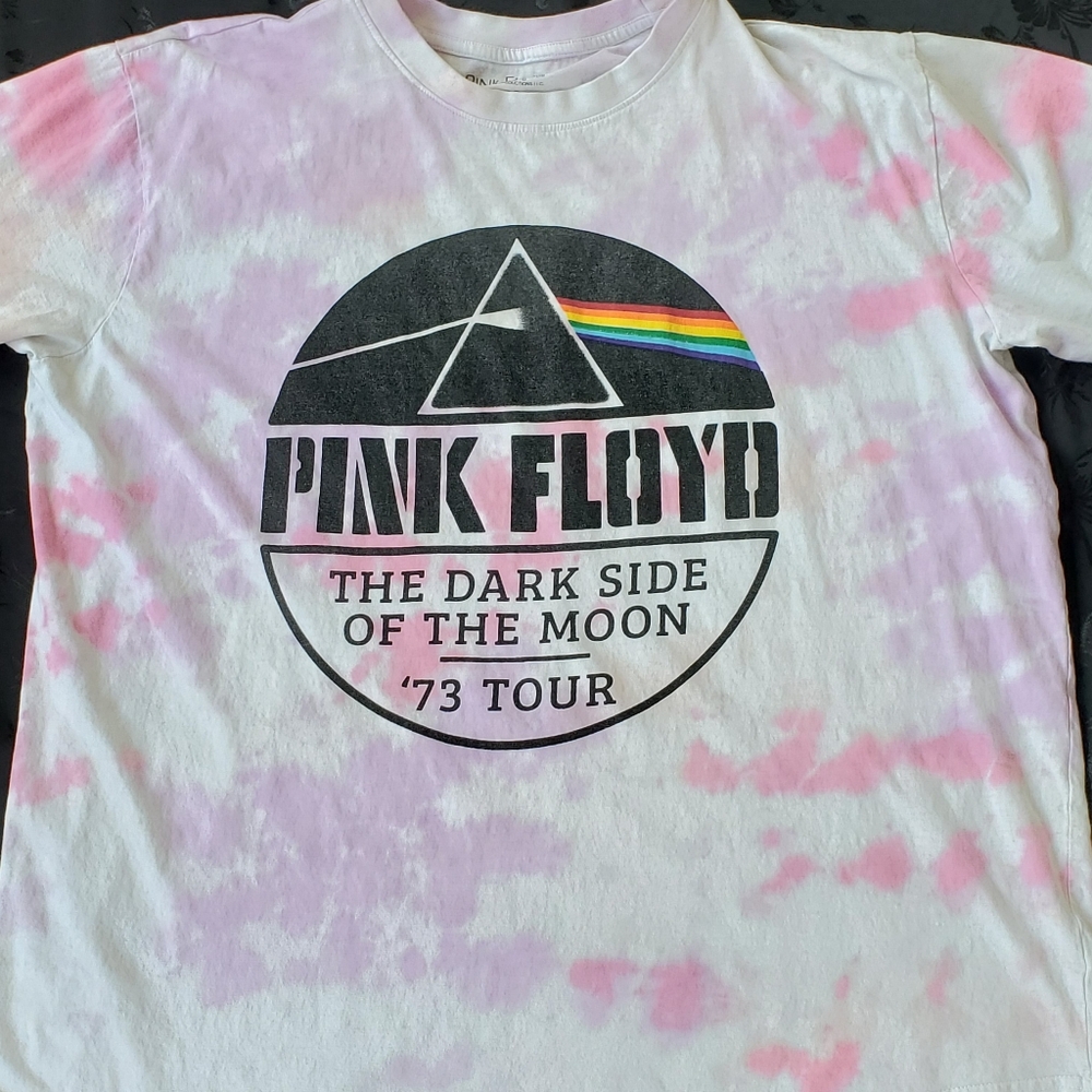 Pink Floyd Dark Side Of The Moon Men's Size XL T-Shirt White Pink Tie-Dye